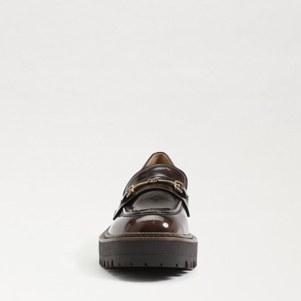 Sam Edelman Women's Burgundy Patent Leather Lug Sole Loafers - Picture 3 of 10